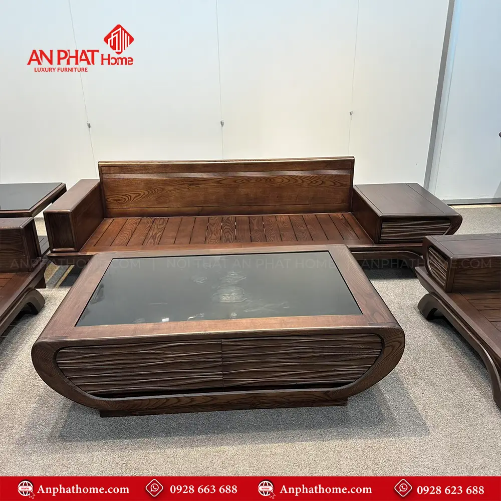 Bộ Bàn Ghế Sofa Gỗ Sồi Cao Cấp, Hiện Đại F-1353 12 Bàn trà kiểu dáng mới phong cách vừa sang trọng, vừa hiện đại, đây là điểm nhất chi tiết cho bộ Bàn ghế nói chung, và tổng thể phòng khách nói riêng