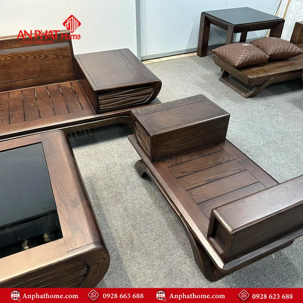 Bộ Bàn Ghế Sofa Gỗ Sồi Cao Cấp, Hiện Đại F-1353 11 Bàn ghế gỗ thiết kế hiện đại được làm từ chất liệu gỗ sồi nga cao cấp
