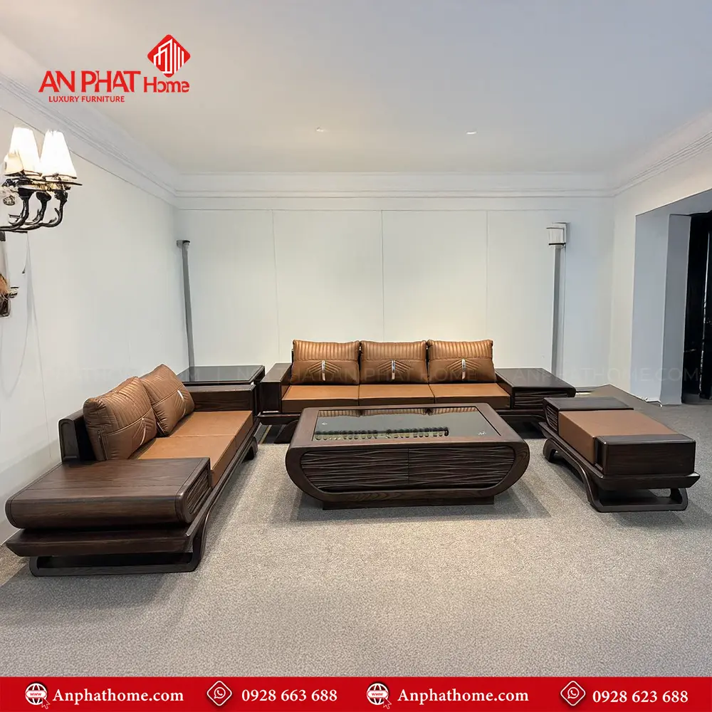 Bộ Bàn Ghế Sofa Gỗ Sồi Cao Cấp, Hiện Đại F-1353 9 Bộ Bàn Ghế Sofa Gỗ Sồi Cao Cấp, Hiện Đại F-1353, Bàn ghế phòng khách, sofa gỗ hiện đại, Bàn ghế gỗ, Thiết kế sang trọng, Là sự kết khéo léo từ đôi bàn tay tài hoa của những nghệ nhân lâu năm giàu kinh nghiệm, cùng những đường nét thiết kế hiện đại, Chi tiết đục sắc nét, Sản phẩm của AN PHÁT HOME được kiểm tra nghiêm ngặt qua các khâu, chọn gỗ, làm mộc, đánh giấy giáp, phun sơn, Mọi công đoạn đều được tuân thủ đúng đủ quy trình sản xuất, để mang lại những sản phẩm tốt nhất, giá trị nhất đến tay khách hàng.
