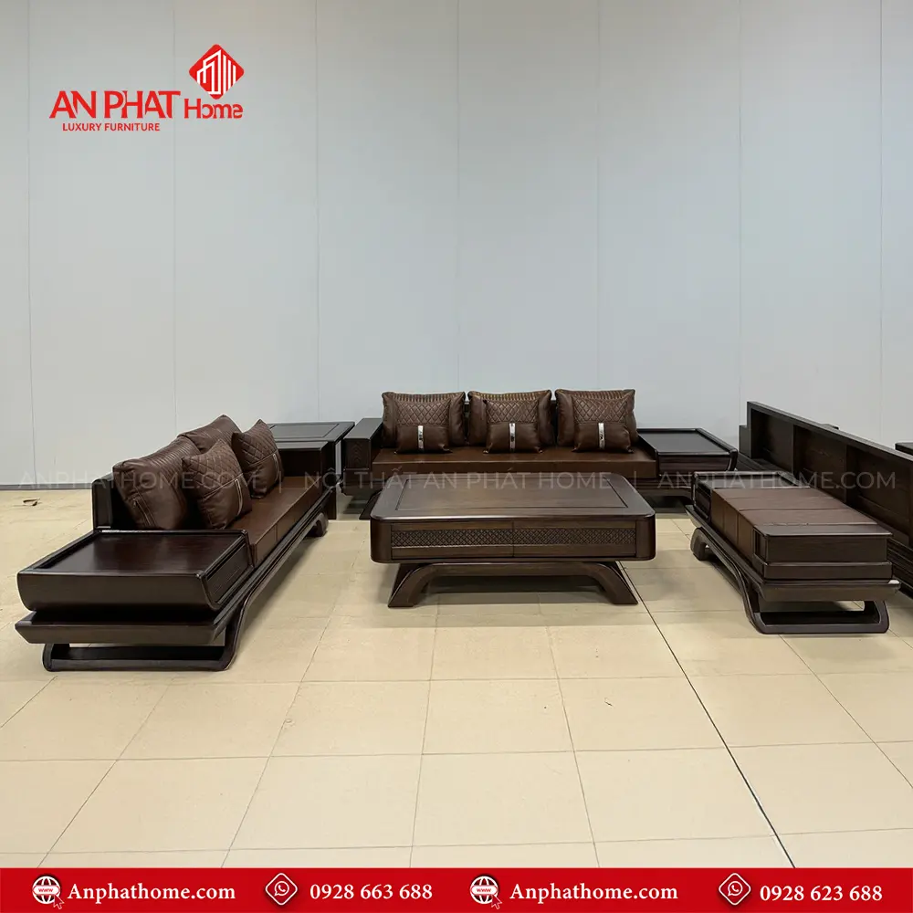 Bộ Bàn Ghế Sofa Gỗ Sồi Cao Cấp Sang Trọng F-1350 9 Bộ Bàn Ghế Sofa Gỗ Sồi Cao Cấp Sang Trọng F-1350, Bàn ghế phòng khách, sofa gỗ hiện đại, Bàn ghế gỗ, Thiết kế sang trọng, Là sự kết khéo léo từ đôi bàn tay tài hoa của những nghệ nhân lâu năm giàu kinh nghiệm, cùng những đường nét thiết kế hiện đại, Chi tiết đục sắc nét, Sản phẩm của AN PHÁT HOME được kiểm tra nghiêm ngặt qua các khâu, chọn gỗ, làm mộc, đánh giấy giáp, phun sơn, Mọi công đoạn đều được tuân thủ đúng đủ quy trình sản xuất, để mang lại những sản phẩm tốt nhất, giá trị nhất đến tay khách hàng.