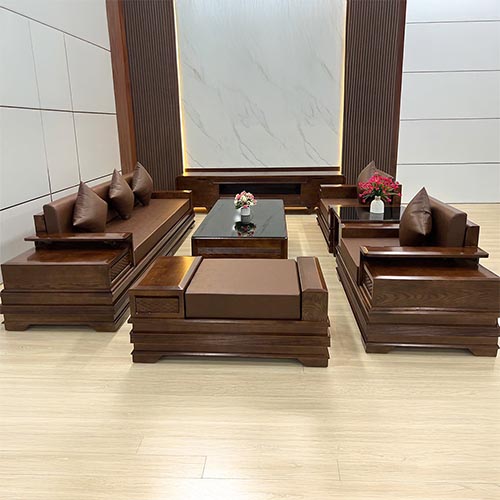 Bộ Bàn Ghế Sofa Gỗ Sồi Đối Xứng F-1301