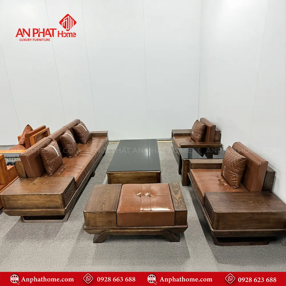 Bộ Bàn Ghế Sofa Gỗ Sồi Hiện Đại F-1360 7 Bộ Bàn Ghế Sofa Gỗ Sồi Hiện Đại F-1360, Bàn ghế phòng khách, sofa gỗ hiện đại, Bàn ghế gỗ, Thiết kế sang trọng, Là sự kết khéo léo từ đôi bàn tay tài hoa của những nghệ nhân lâu năm giàu kinh nghiệm, cùng những đường nét thiết kế hiện đại, Chi tiết đục sắc nét, Sản phẩm của AN PHÁT HOME được kiểm tra nghiêm ngặt qua các khâu, chọn gỗ, làm mộc, đánh giấy giáp, phun sơn, Mọi công đoạn đều được tuân thủ đúng đủ quy trình sản xuất, để mang lại những sản phẩm tốt nhất, giá trị nhất đến tay khách hàng.