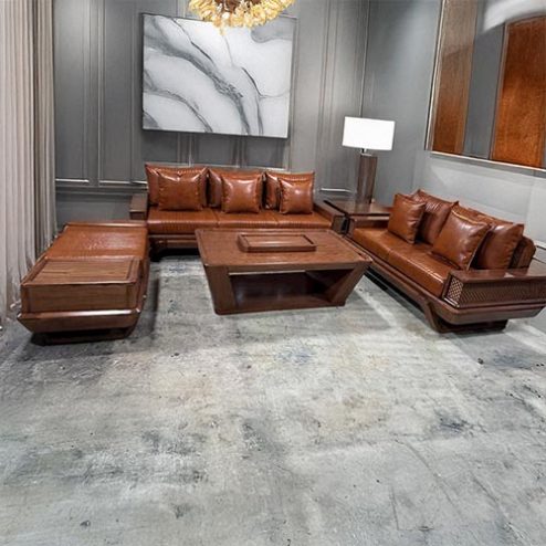 Bộ Bàn Ghế Sofa Gỗ Sồi Nga Cao Cấp F-1319