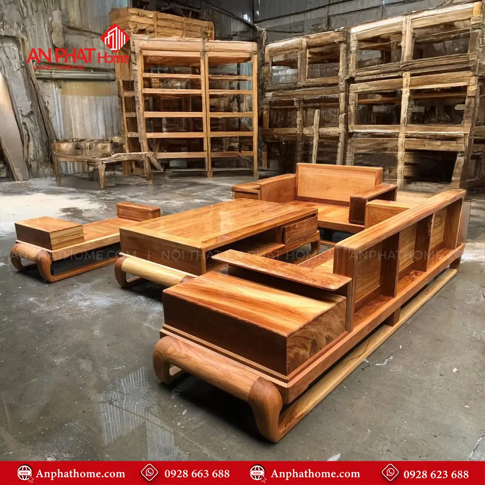 Bộ Bàn Ghế Sofa Góc Gỗ Gõ Đỏ Cao Cấp F-1303 6 Quý khách hàng có thể đặt làm theo kích thước yêu cầu, với đội ngũ thợ tay nghề cao, xưởng sản xuất trực tiếp
