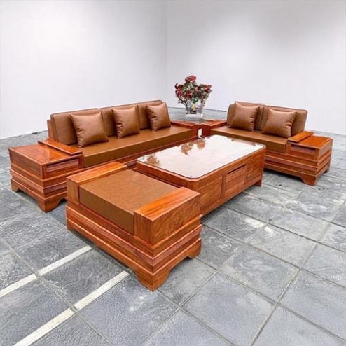 Bộ Bàn Ghế Sofa Góc Gỗ Hương Đá Cao Cấp F-1305