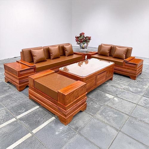 Bộ Bàn Ghế Sofa Góc Gỗ Hương Đá Cao Cấp F-1305