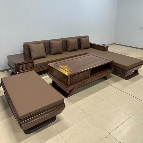 Bộ Bàn Ghế Sofa Góc Gỗ Sồi Hiện Đại F-1352
