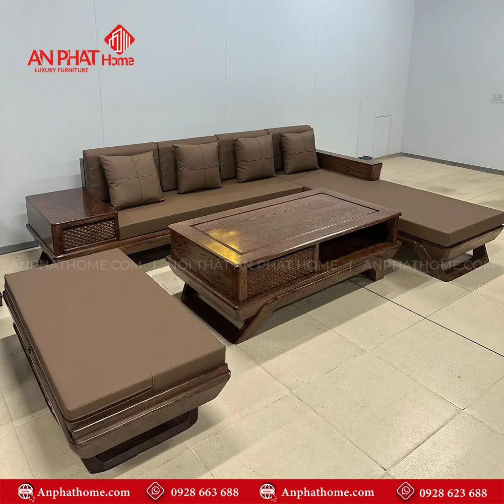 Bộ Bàn Ghế Sofa Góc Gỗ Sồi Hiện Đại F-1352 5 Bộ Bàn Ghế Sofa Góc Gỗ Sồi Hiện Đại F-1352, Sofa góc, Sofa phòng khách, Sofa gỗ, Sofa đẹp, Bàn ghế gỗ, Là sự kết khéo léo từ đôi bàn tay tài hoa của những nghệ nhân lâu năm giàu kinh nghiệm, cùng những đường nét thiết kế hiện đại, Chi tiết đục sắc nét, Sản phẩm của AN PHÁT HOME được kiểm tra nghiêm ngặt qua các khâu, chọn gỗ, làm mộc, đánh giấy giáp, phun sơn, Mọi công đoạn đều được tuân thủ đúng đủ quy trình sản xuất, để mang lại những sản phẩm tốt nhất, giá trị nhất đến tay khách hàng.