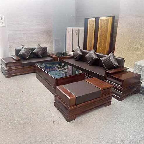 Bộ Bàn Ghế Sofa Góc Gỗ Sồi Nga Hiện Đại F-1311