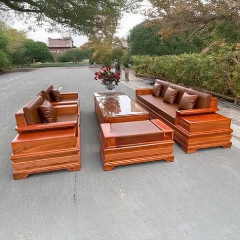 Bộ Bàn Ghế Sofa Pháo Đối Gỗ Hương Đá F-1304