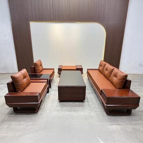 Bộ Sofa Gỗ Hương Đá Phòng Khách Đối Xứng Sang Trọng F-1326