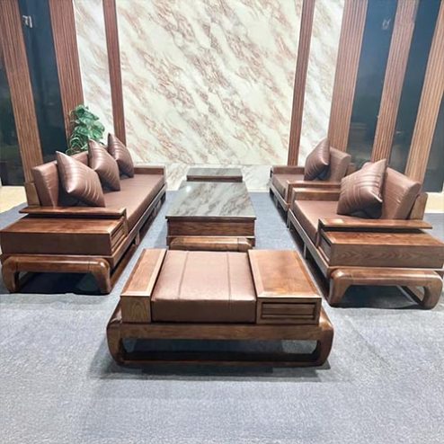 Bộ Sofa Gỗ Sồi Phòng Khách Hiện Đại F-1313
