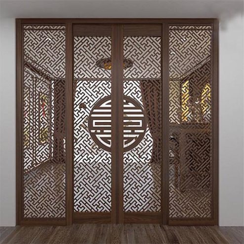 Cửa Lùa 2 Cánh Kết Hợp Vách Đứng 2 Bên Phòng Thờ VN-4391