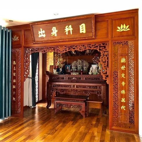 Cửa Vách Phòng Thờ Đẹp Gỗ Gõ Đỏ VN-4370