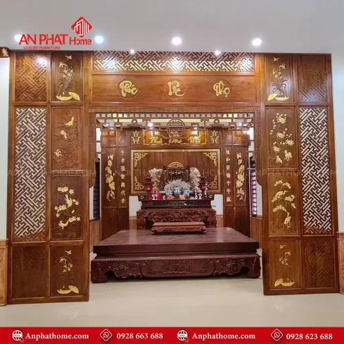Cửa Vách Phòng Thờ Đẹp Gỗ Hương Đá VN-4376