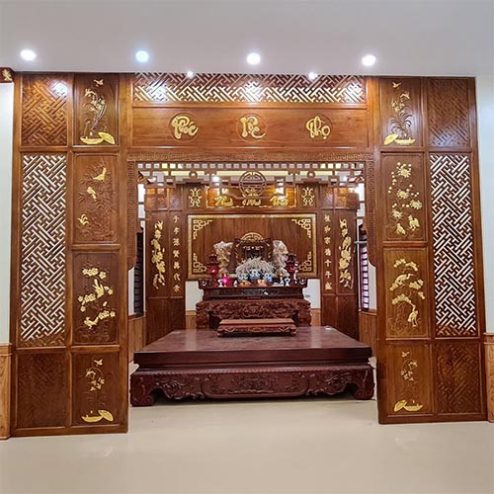 Cửa Vách Phòng Thờ Đẹp Gỗ Hương Đá VN-4376
