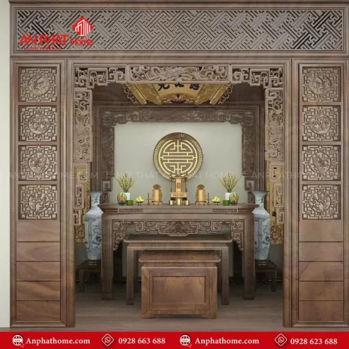 Cửa Võng Kèm Vách Ngăn Phòng Thờ Đẹp VN-4408
