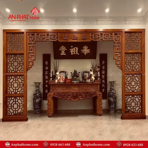 Cửa Võng Phòng Thờ Hiện Đại Gỗ Hương Đá VN-4393