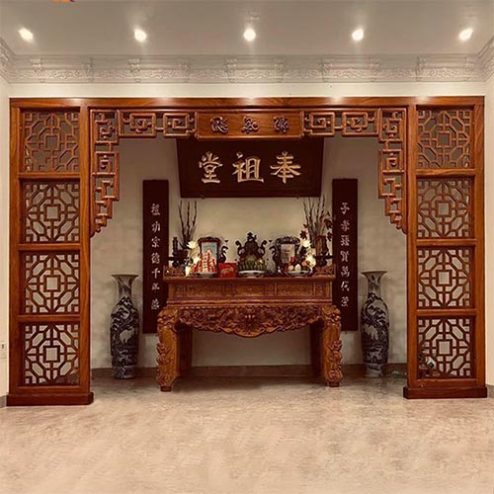Cửa Võng Phòng Thờ Hiện Đại Gỗ Hương Đá VN-4393
