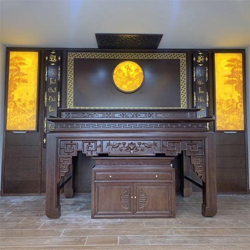 Không Gian Phòng Thờ Gỗ Gụ Cao Cấp BT-2471
