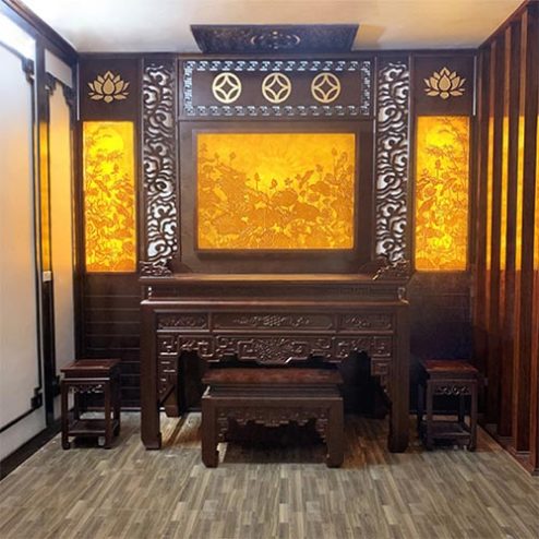 Không Gian Phòng Thờ Gỗ Gụ Đẹp BT-2476