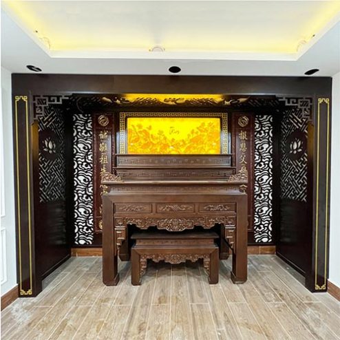 Không Gian Thờ Cao Cấp Bàn Thờ Tam Cấp Gỗ Gụ BT-2478