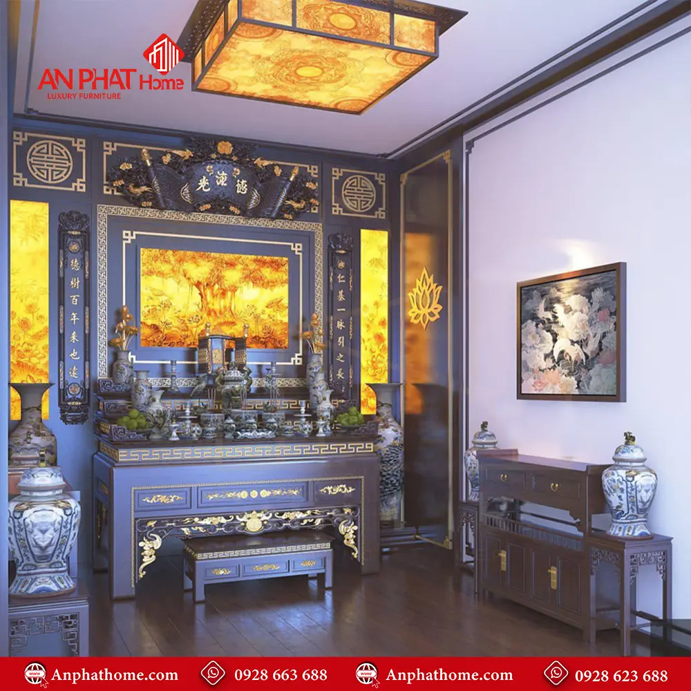 Không Gian Thờ Đẹp Với Bàn Thờ Tam Cấp Dát Vàng BT-2448 3 Không Gian Thờ Đẹp Với Bàn Thờ Tam Cấp Dát Vàng BT-2448