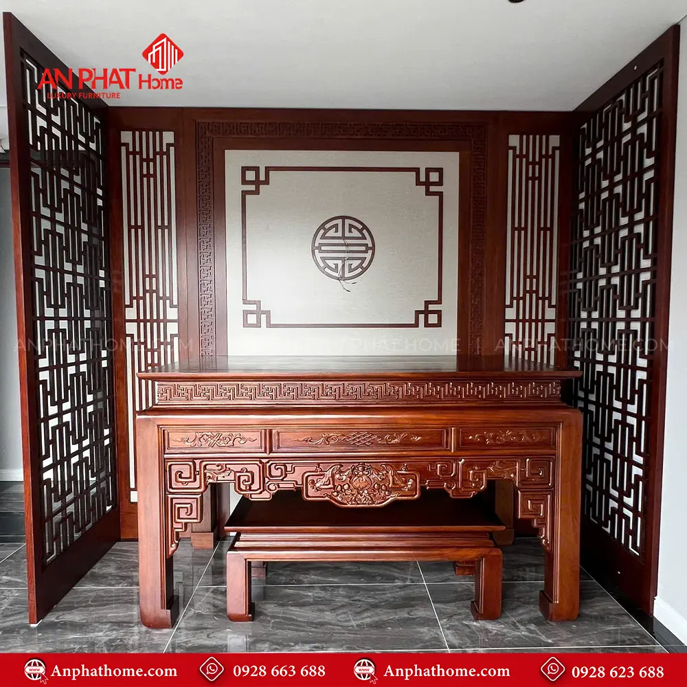 Không Gian Thờ Gia Tiên Gỗ Gõ Đỏ BT-2558 9 Không Gian Thờ Gia Tiên Gỗ Gõ Đỏ BT-2558