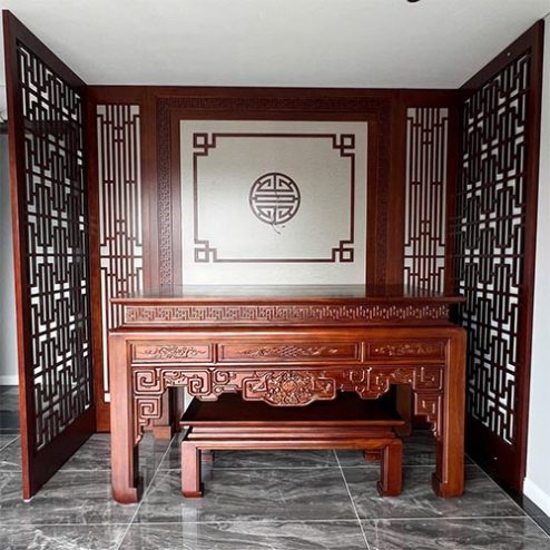 Không Gian Thờ Gia Tiên Gỗ Gõ Đỏ BT-2558