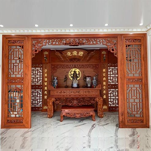 Không Gian Thờ Gỗ Hương Cao Cấp BT-2543
