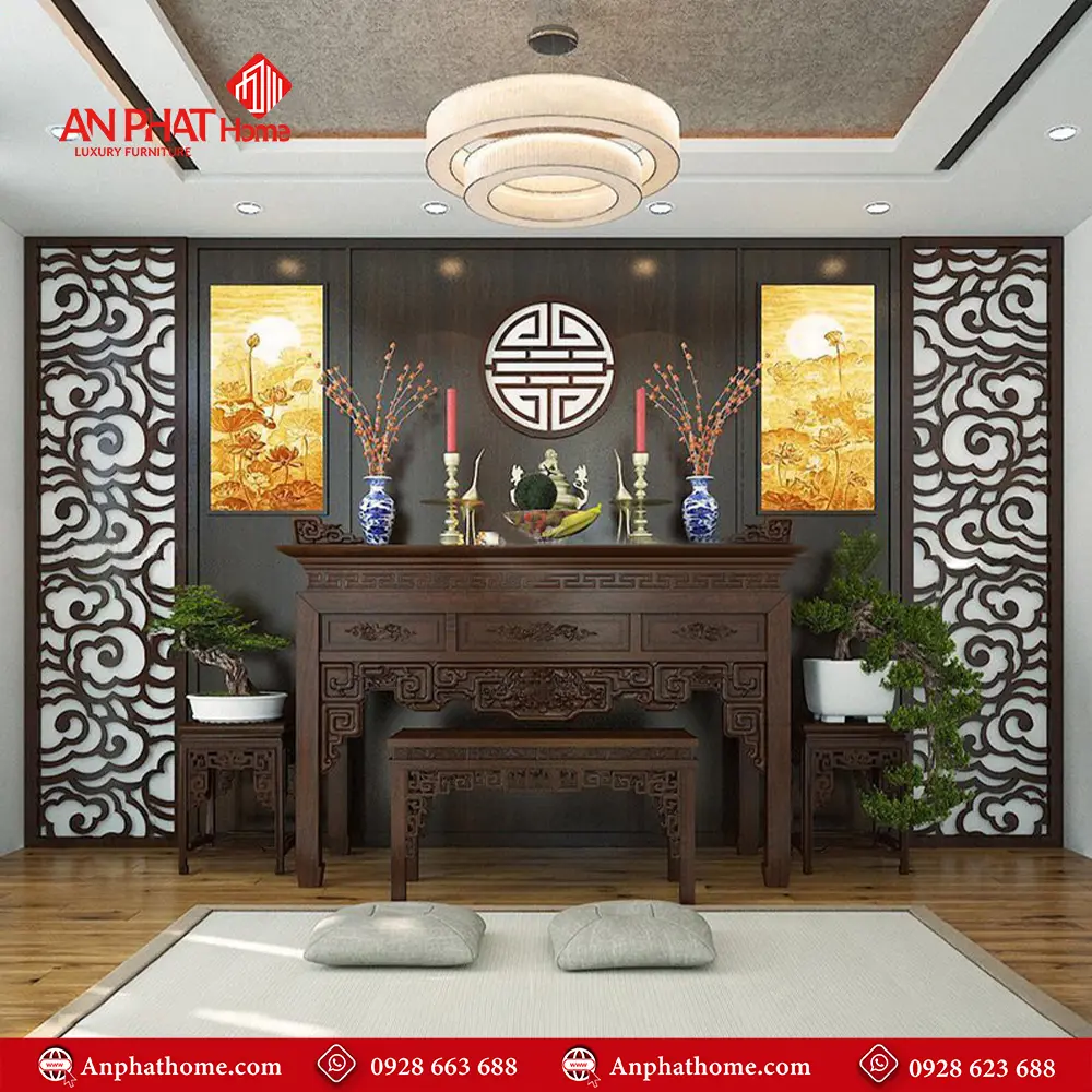 Không Gian Thờ Hiện Đại Kết Hợp Tranh Trúc Chỉ BT-2456 3 Không Gian Thờ Hiện Đại Kết Hợp Tranh Trúc Chỉ BT-2456