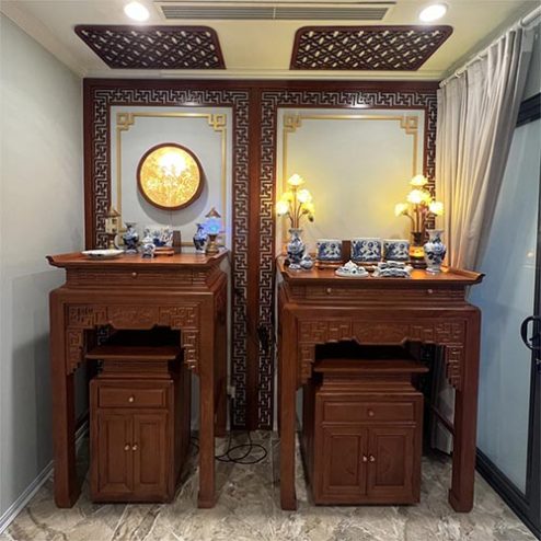 Mẫu Bàn Thờ Phật Và Gia Tiên Cho Nhà Chung Cư BT-2551