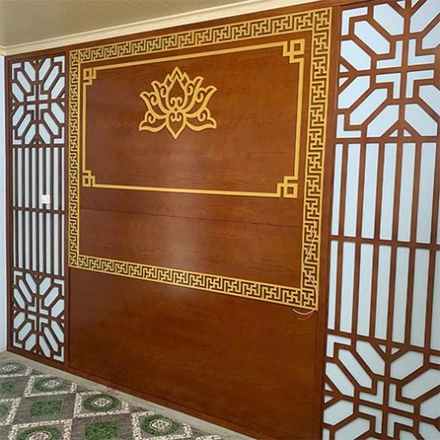 Mẫu Vách Ốp Bàn Thờ Hoạ Tiết Đơn Giản VN-4359