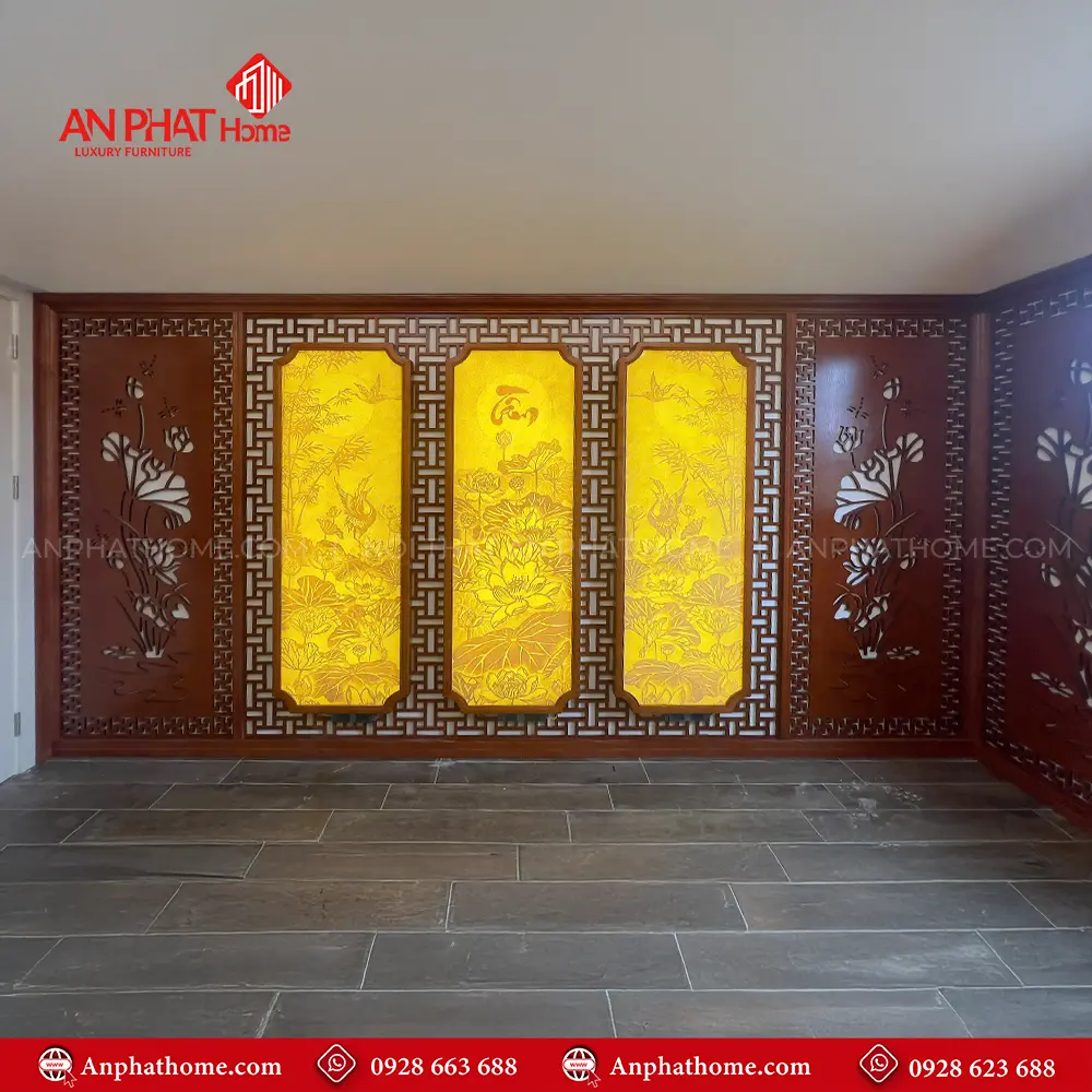 Mẫu Vách Phòng Thờ Biệt Thự Kết Hợp Tranh Trúc Chỉ VN-4365 20 Mẫu Vách Phòng Thờ Biệt Thự Kết Hợp Tranh Trúc Chỉ VN-4365