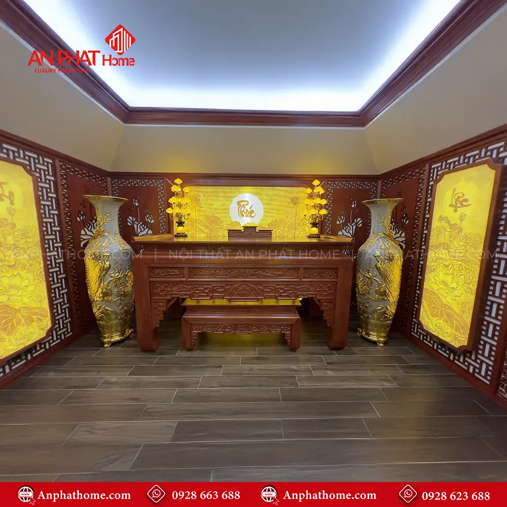 Mẫu Vách Phòng Thờ Biệt Thự Kết Hợp Tranh Trúc Chỉ VN-4365 17 Mẫu Vách Phòng Thờ Biệt Thự Kết Hợp Tranh Trúc Chỉ VN-4365