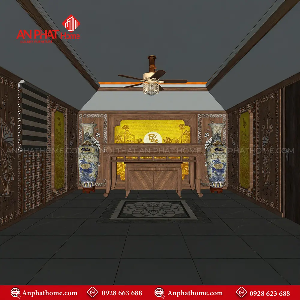 Mẫu Vách Phòng Thờ Biệt Thự Kết Hợp Tranh Trúc Chỉ VN-4365 21 Mẫu Vách Phòng Thờ Biệt Thự Kết Hợp Tranh Trúc Chỉ VN-4365