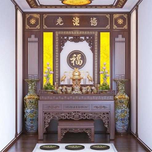 Phòng Thờ Biệt Thự Cao Cấp Gỗ Gõ Đỏ BT-2422