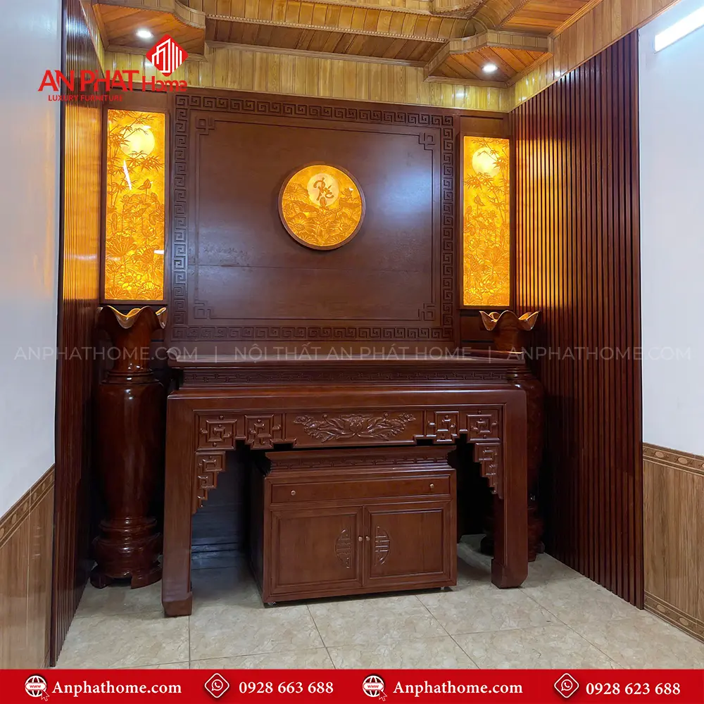 Phòng Thờ Cao Cấp Mẫu Hiện Đại Gỗ Gõ Đỏ BT-2523 11 Phòng Thờ Cao Cấp Mẫu Hiện Đại Gỗ Gõ Đỏ BT-2523