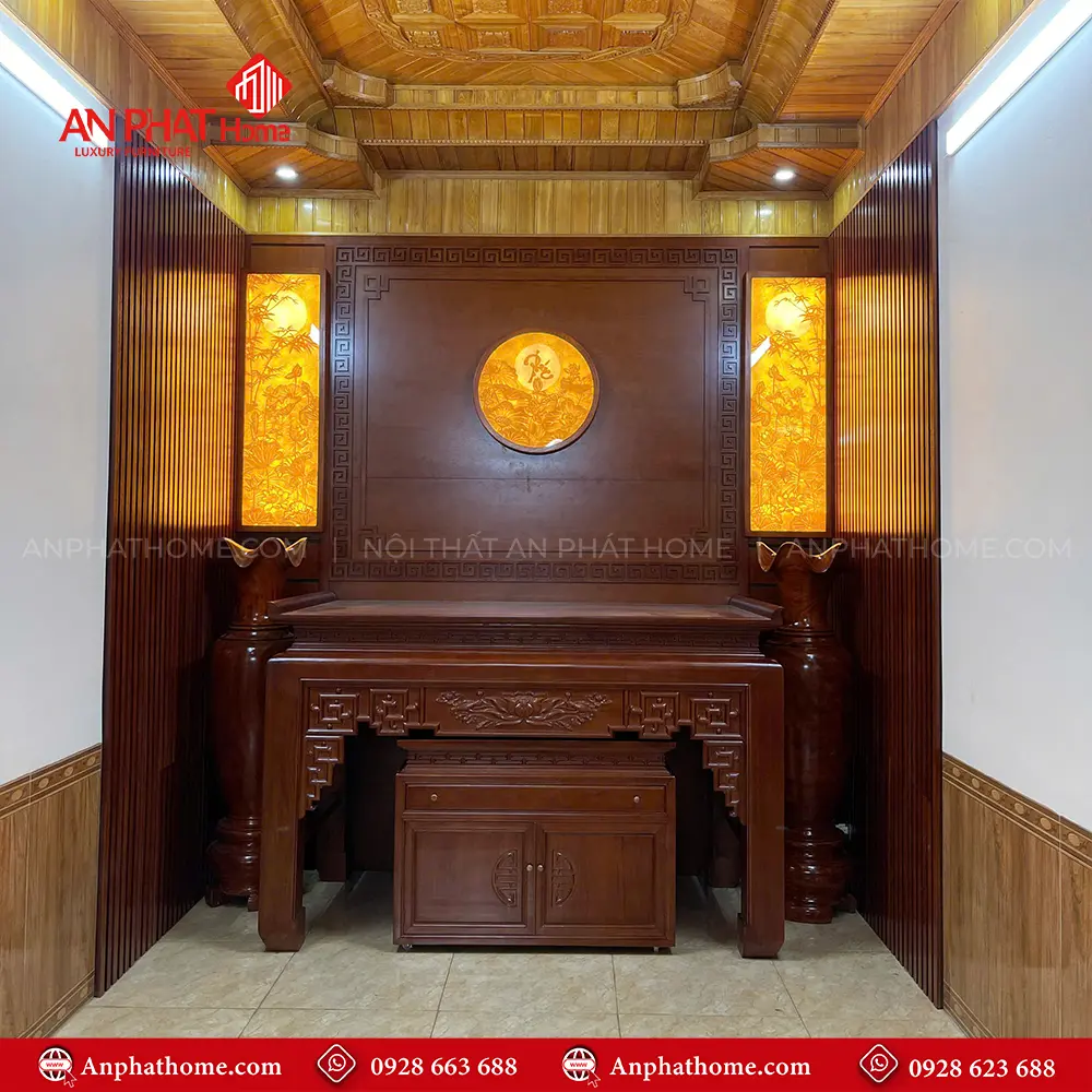 Phòng Thờ Cao Cấp Mẫu Hiện Đại Gỗ Gõ Đỏ BT-2523 12 Phòng Thờ Cao Cấp Mẫu Hiện Đại Gỗ Gõ Đỏ BT-2523