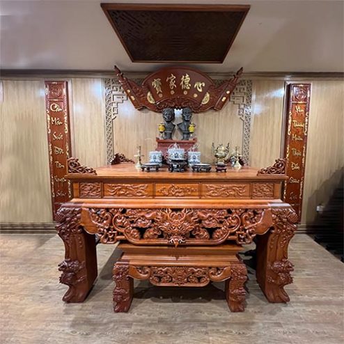 Phòng Thờ Cao Cấp Sập Thờ Gỗ Gụ BT-2460
