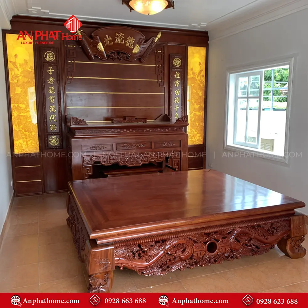 Phòng Thờ Cổ Điển Gỗ Gõ Đỏ BT-2485 11 Phòng Thờ Cổ Điển Gỗ Gõ Đỏ BT-2485