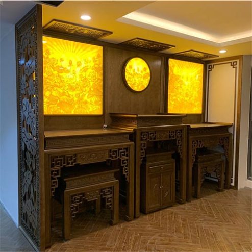 Phòng Thờ Đẹp Cổ Điển Gỗ Gõ Cao Cấp BT-2473