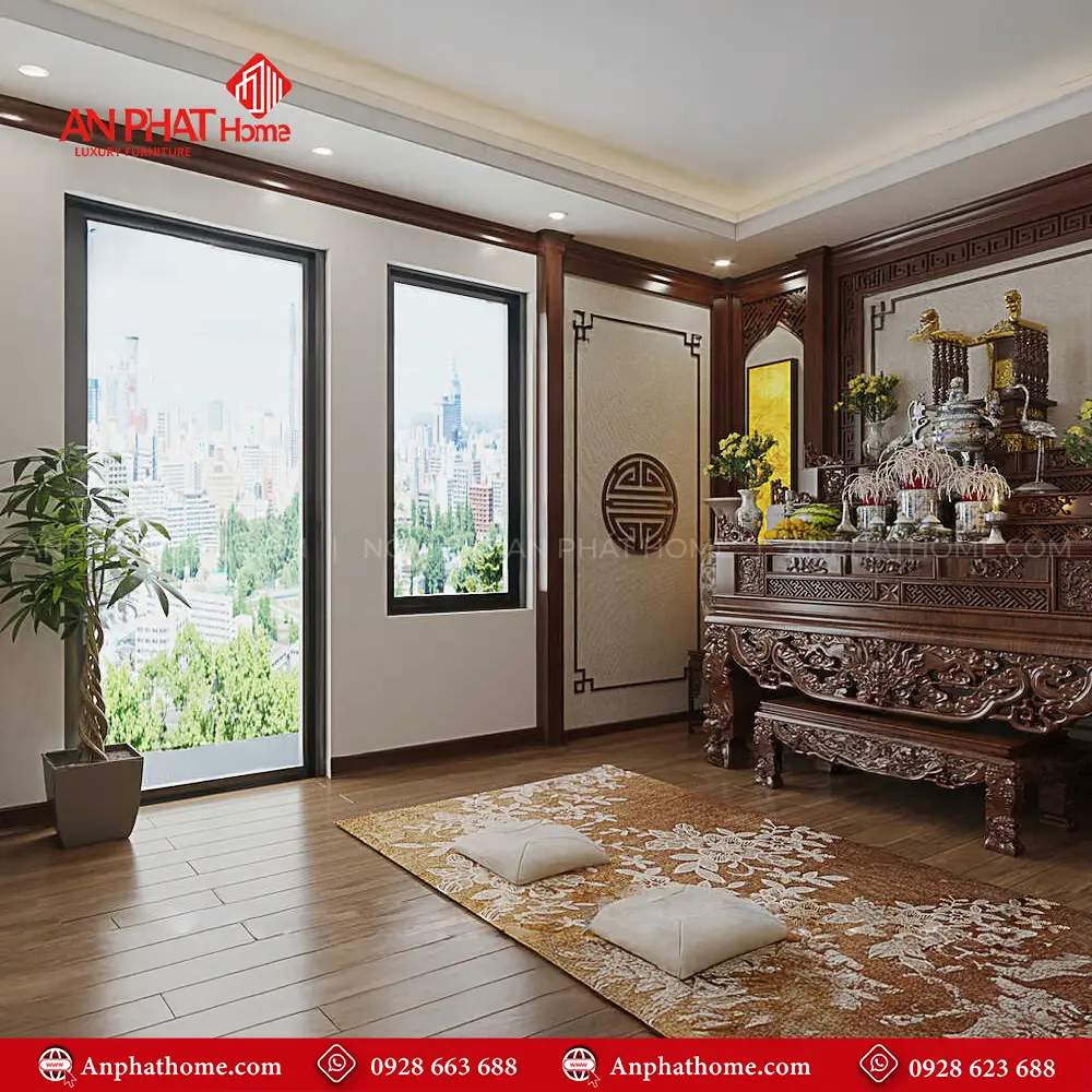 Phòng Thờ Đẹp Gỗ Gụ BT-2481 10 Phòng Thờ Đẹp Gỗ Gụ BT-2481