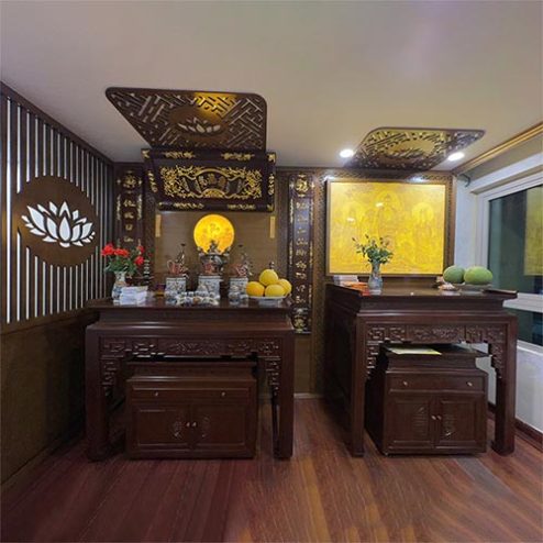 Phòng Thờ Gỗ Gụ Kết Hợp Phật Và Gia Tiên BT-2534