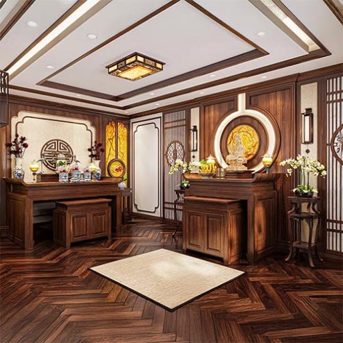 Phòng Thờ Phật Kết Hợp Gia Tiên Hiện Đại BT-2450