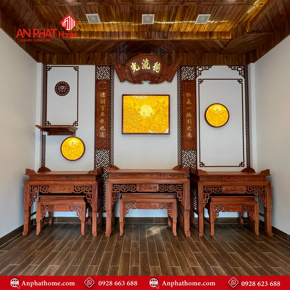 Phòng Thờ Phật Kết Hợp Gia Tiên Nội Ngoại 3 Bàn BT-2414 3 Phòng Thờ Phật Kết Hợp Gia Tiên Nội Ngoại 3 Bàn BT-2414