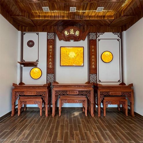 Phòng Thờ Phật Kết Hợp Gia Tiên Nội Ngoại 3 Bàn BT-2414