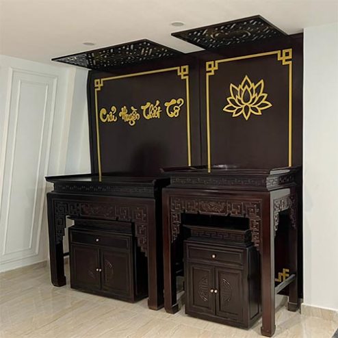 Phòng Thờ Phật Và Gia Tiên Gỗ Gụ Lào BT-2562