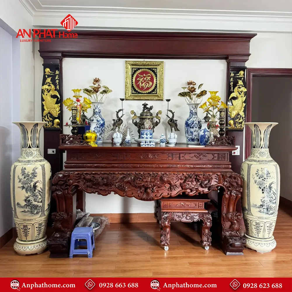 Sập Thờ Gỗ Gõ Đỏ Đẹp BT-2430 3 Sập Thờ Gỗ Gõ Đỏ Đẹp BT-2430