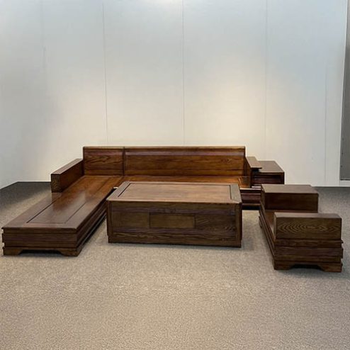 Sofa Góc Phòng Khách Gỗ Sồi Nga Hiện Đại F-1366